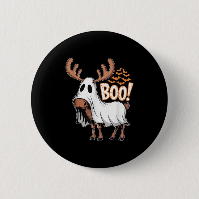 Soky Moose Ghost Boo Costume Halloween Party  2 Inch Round Button (Front)