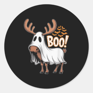 Soky Moose Ghost Boo Costume Halloween Party  Classic Round Sticker