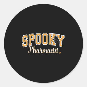 Soky Pharmacist Halloween Sder Varsity Orange Lett Classic Round Sticker