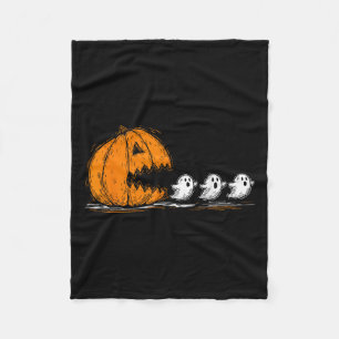 Soky Pumpkin Chasing Cute Ghosts Halloween Parade  Fleece Blanket