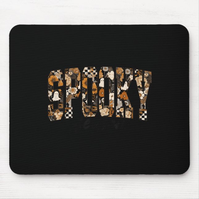 Soky Season Floral Ghost Halloween Fall Vibes Soky Mouse Pad (Front)