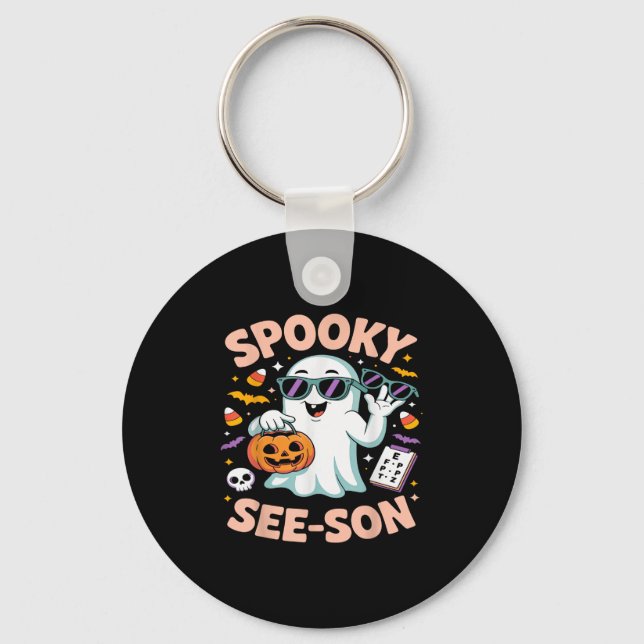Soky See Son Optometry Funny Ghost Halloween Costu Keychain (Front)