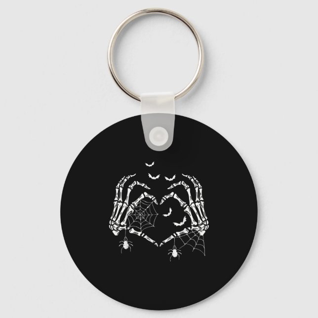 Soky Skeleton Hands Heart Sign Halloween Vibes Wom Keychain (Front)