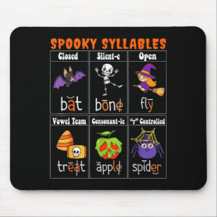 Soky Syllables Funny Halloween Educational Teacher Mouse Pad