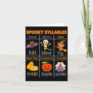 Soky Syllables Teacher Funny Halloween Educational Card