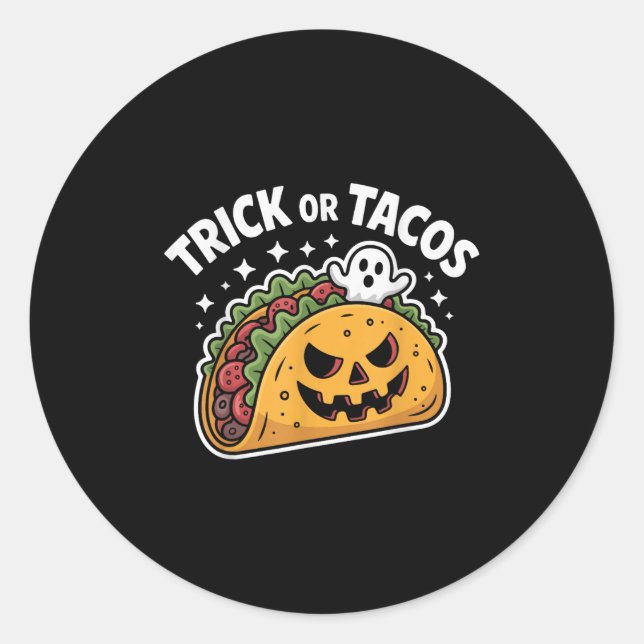 Soky Taco Jack-o-lantern Halloween Mexican Food Lo Classic Round Sticker (Front)