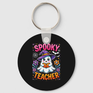 Soky Teacher Cute Ghost Reading Book Funny Hallo Keychain