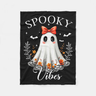 Soky Vibes Ghost Retro Groovy Halloween Women Girl Fleece Blanket