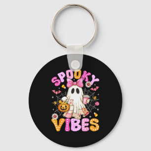 Soky Vibes Ghost Retro Groovy Halloween Women Girl Keychain