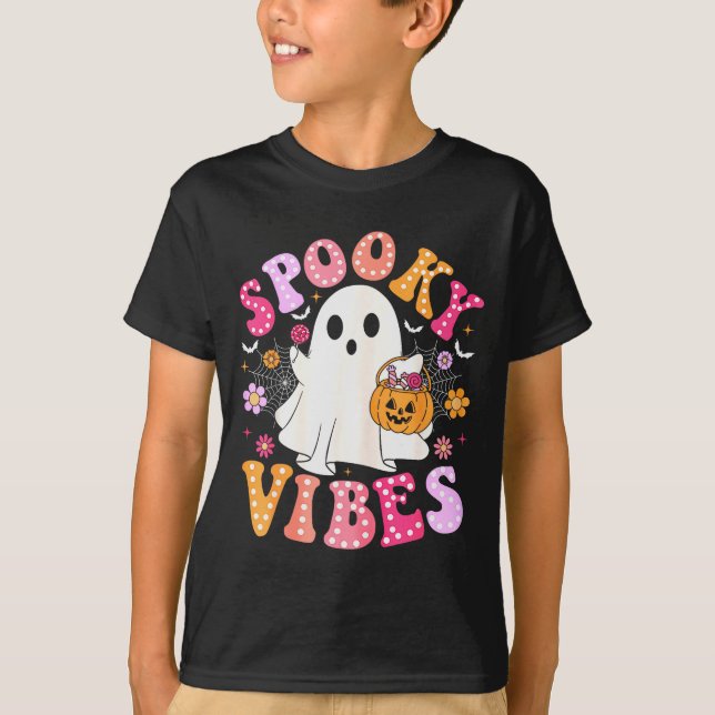 Soky Vibes Ghost Retro Groovy Halloween Women Girl T-Shirt (Front)