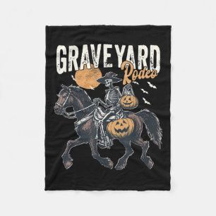 Soky Western Cowboy Skeleton Rodeo Pumpkin Hallowe Fleece Blanket