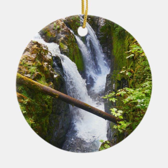 Sol Duc Falls I at Olympic National Park Ceramic Ornament (Front)