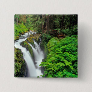 Sol Duc Falls in Olympic National Park in 2 Inch Square Button