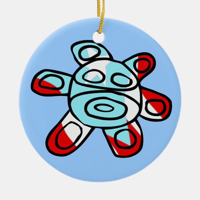 Sol Taíno Ceramic Ornament (Front)