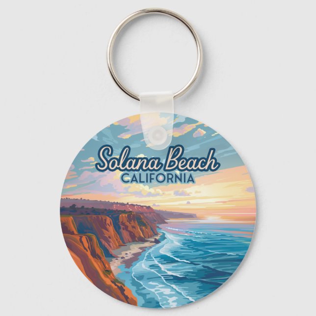 Solana Beach California San Diego Vintage Keychain (Front)