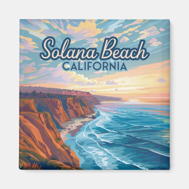 Solana Beach California San Diego Vintage Magnet (Front)