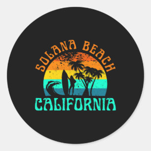 Solana Beach California Surf Summer Vacation Vinta Classic Round Sticker