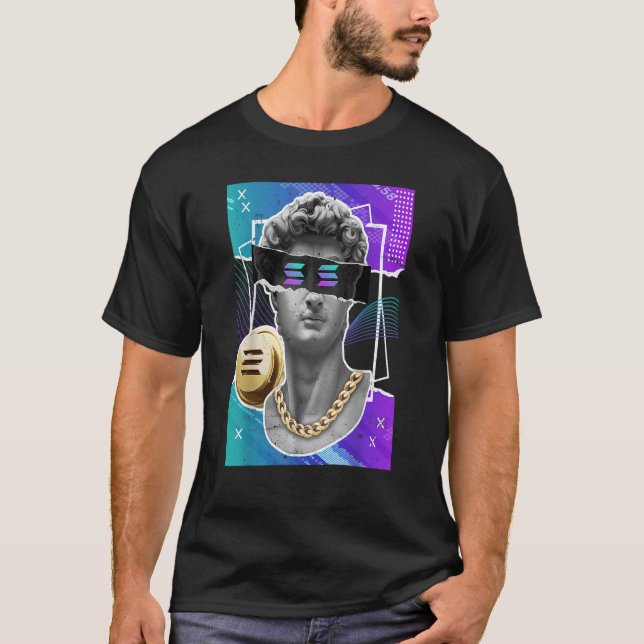 Solana Crypto Token Modern Art Statue Cryptocurren T-Shirt (Front)