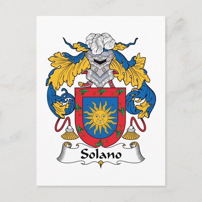 Solano Family Crest Postcard (Front)