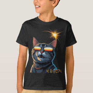 Solar 2024 Eclipse Cat Wearing Eclipse Glasses 1  T-Shirt