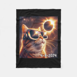 Solar 2024 Eclipse Wearing Gles Fleece Blanket