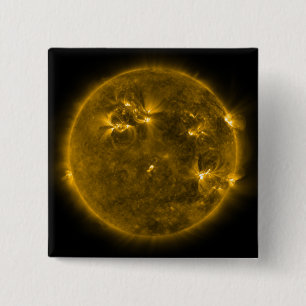 Solar activity on the Sun 4 2 Inch Square Button