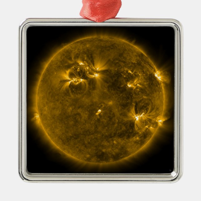 Solar activity on the Sun 4 Metal Ornament (Front)