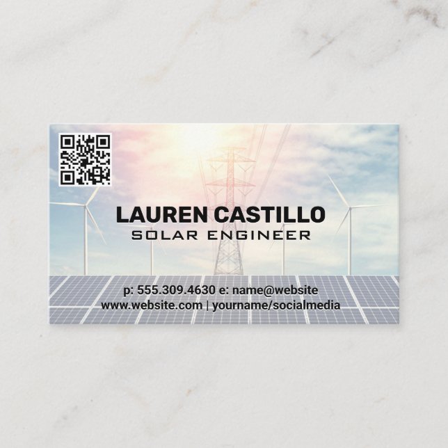 Solar and Wind Energy | QR Scan Code Business Card (Front)