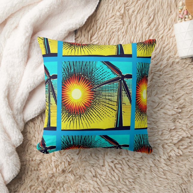 Solar and Wind Energy Throw Pillow (Blanket)
