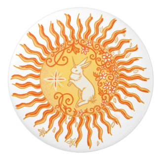 Solar Bunnicorn Ceramic Knob