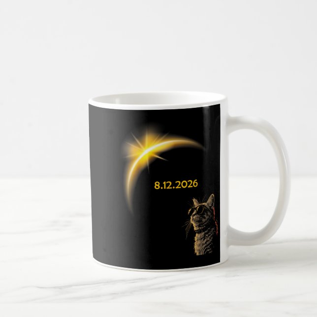 Solar Cat Eclipse View Totality 12 August 2026 Coffee Mug (Right)