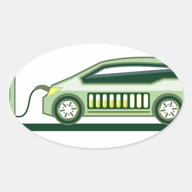 Solar Charging Station Electric Vehicle Oval Sticker (Front)