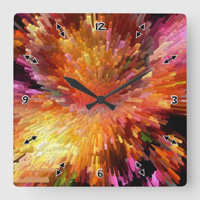 Solar Cube Blast Square Wall Clock (Front)