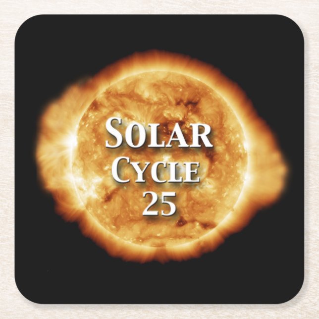 Solar Cycle 25 Active Sun Square Paper Coaster (Front)