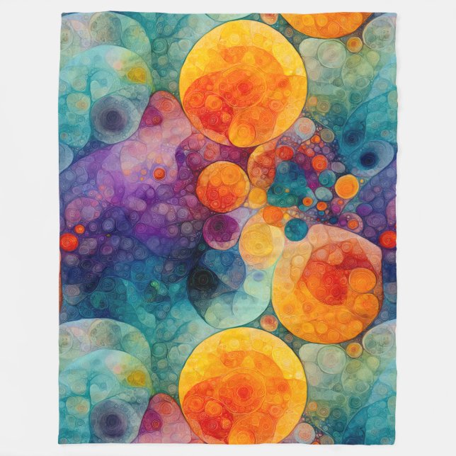 Solar Drift Hypnotic Fractal Pattern  Fleece Blanket (Front)