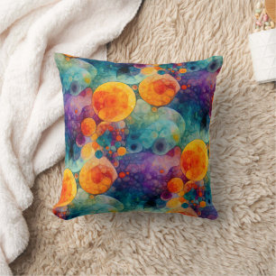 Solar Drift Vibrant Fractal Art Abstract Pattern Throw Pillow