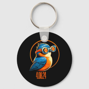 Solar Eclipse 04 08 2024 Eastern Bluebird Eclipse  Keychain