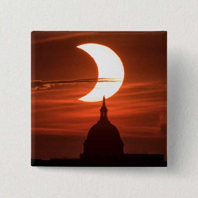Solar Eclipse 2021 2 Inch Square Button (Front)