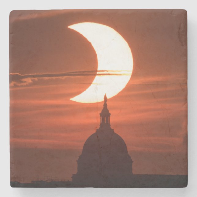 Solar Eclipse 2021 Stone Coaster (Front)