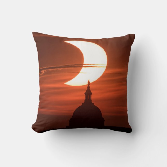 Solar Eclipse 2021 Throw Pillow (Front)