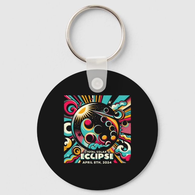 Solar Eclipse 2024 04.08.24 Eclipse Mens Womens Ki Keychain (Front)