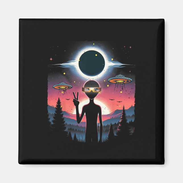 Solar Eclipse 2024 Alien April 8 America Totality  Magnet (Front)