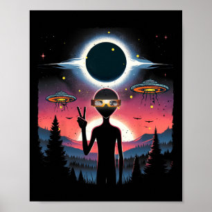 Solar Eclipse 2024 Alien April 8 America Totality  Poster