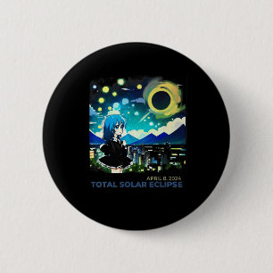 Solar Eclipse 2024 Anime Style Art 2 Inch Round Button