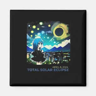 Solar Eclipse 2024 Anime Style Art  Magnet