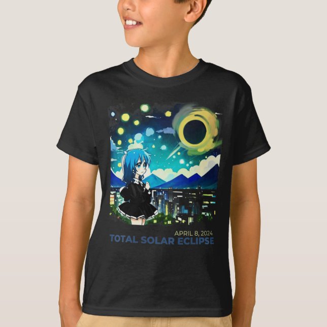 Solar Eclipse 2024 Anime Style Art  T-Shirt (Front)