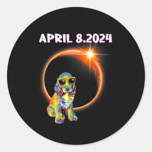 Solar Eclipse 2024 April 8 Dog Solar Eclipse Glass Classic Round Sticker