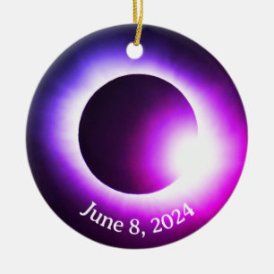 Solar eclipse 2024, April 8th Ceramic Ornament