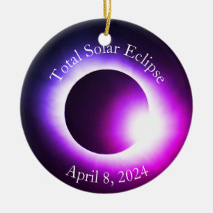 Solar eclipse 2024, April 8th Ceramic Ornament