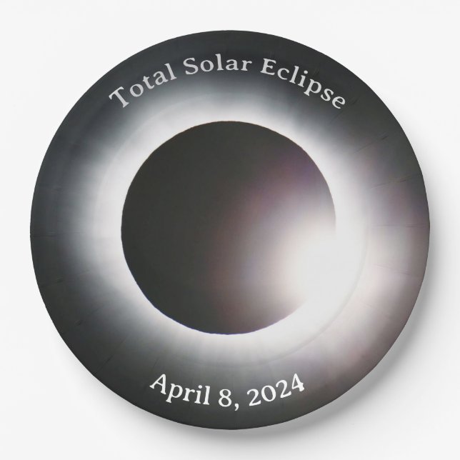 Solar eclipse 2024, April 8th Paper Plate (Front)